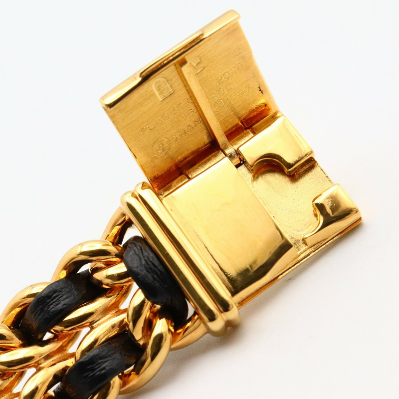 Premiere S 石英腕錶 黑色錶盤 鍍金 皮革錶帶【CHANEL 香奈兒】 H0001-12