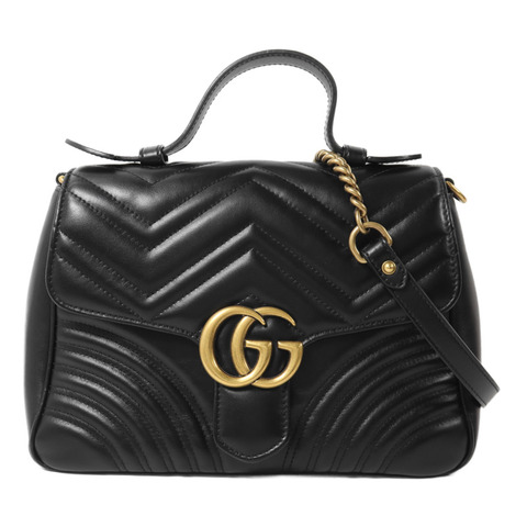 GUCCI 牛皮皮革GG Marmont鏈帶手挽肩背兩用袋