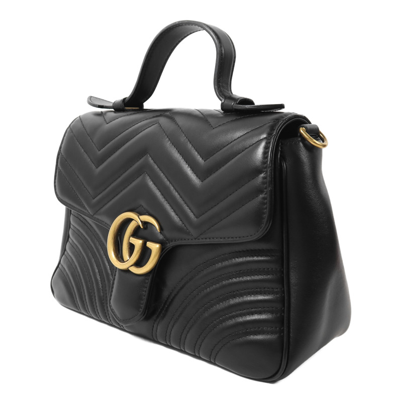 GUCCI 牛皮皮革GG Marmont鏈帶手挽肩背兩用袋-2