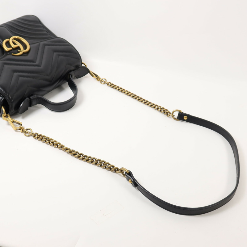 GUCCI 牛皮皮革GG Marmont鏈帶手挽肩背兩用袋-7