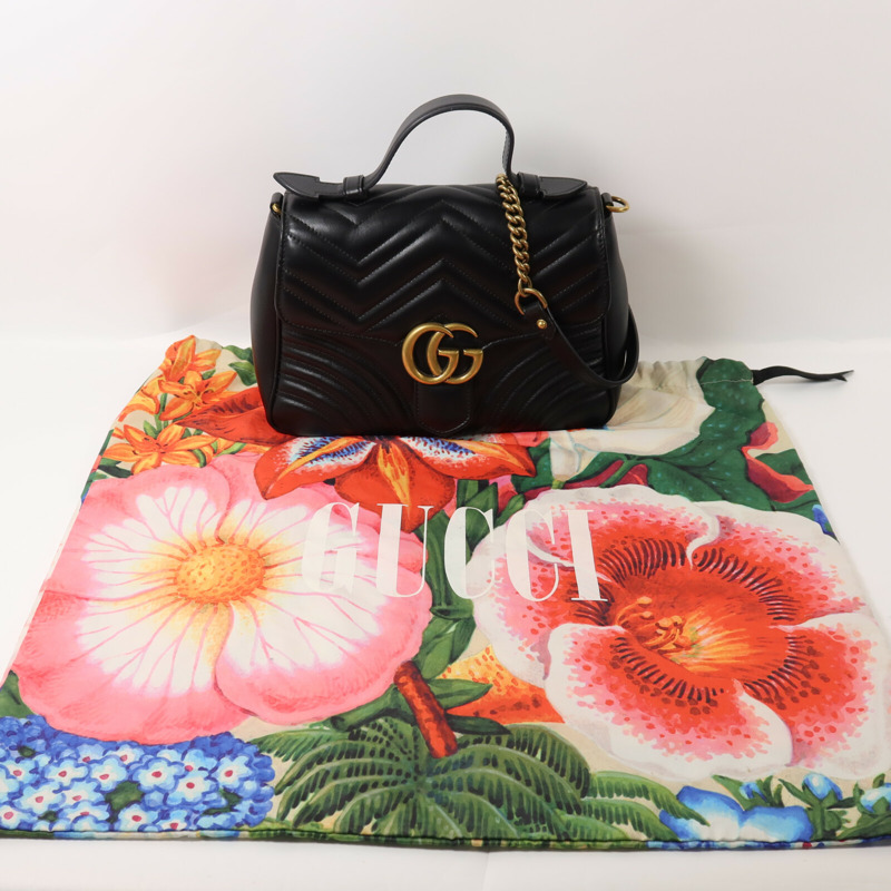 GUCCI 牛皮皮革GG Marmont鏈帶手挽肩背兩用袋-8