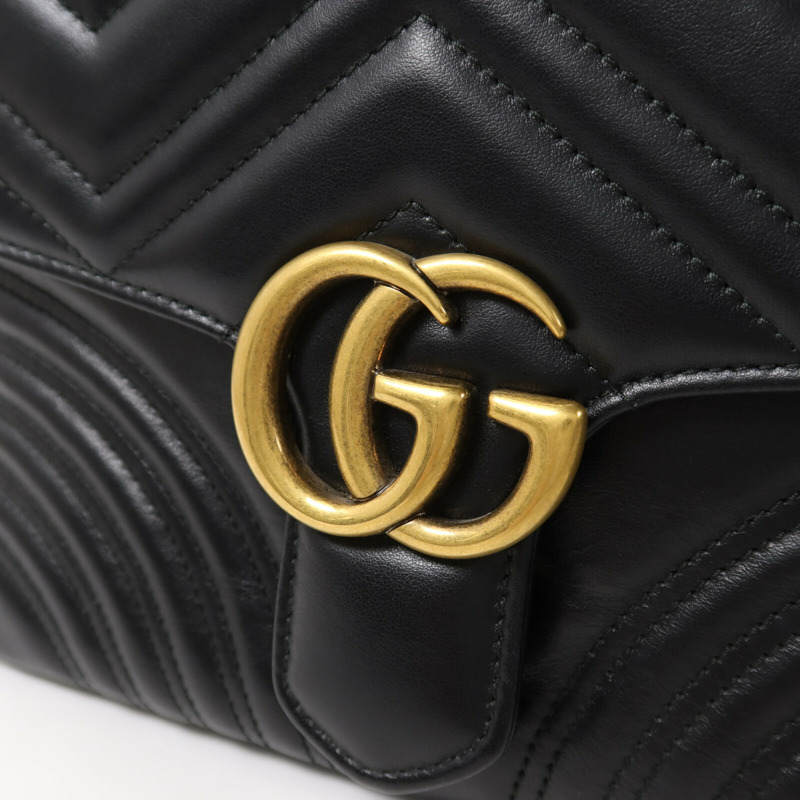 GUCCI 牛皮皮革GG Marmont鏈帶手挽肩背兩用袋-9