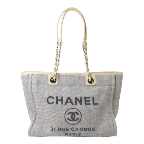 CHANEL Raffia Deauville Medium鏈帶手挽袋