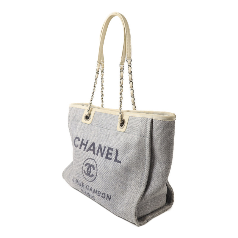 CHANEL Raffia Deauville Medium鏈帶手挽袋-2