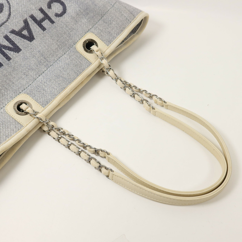 CHANEL Raffia Deauville Medium鏈帶手挽袋-7