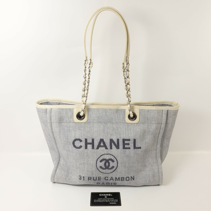 CHANEL Raffia Deauville Medium鏈帶手挽袋-9