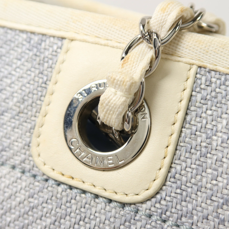 CHANEL Raffia Deauville Medium鏈帶手挽袋-10