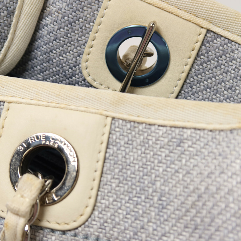 CHANEL Raffia Deauville Medium鏈帶手挽袋-19