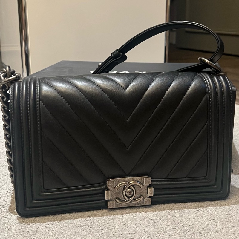 CHANEL LEBOY 山型紋 牛皮25cm 復古銀扣 肩背 斜背 手提-2