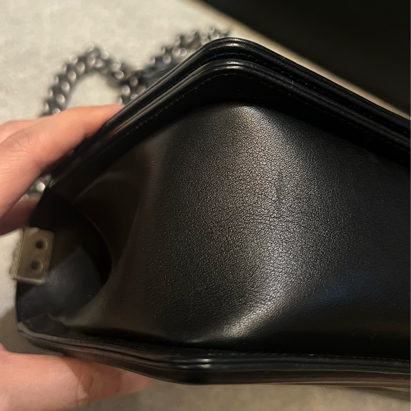 CHANEL LEBOY 山型紋 牛皮25cm 復古銀扣 肩背 斜背 手提-12