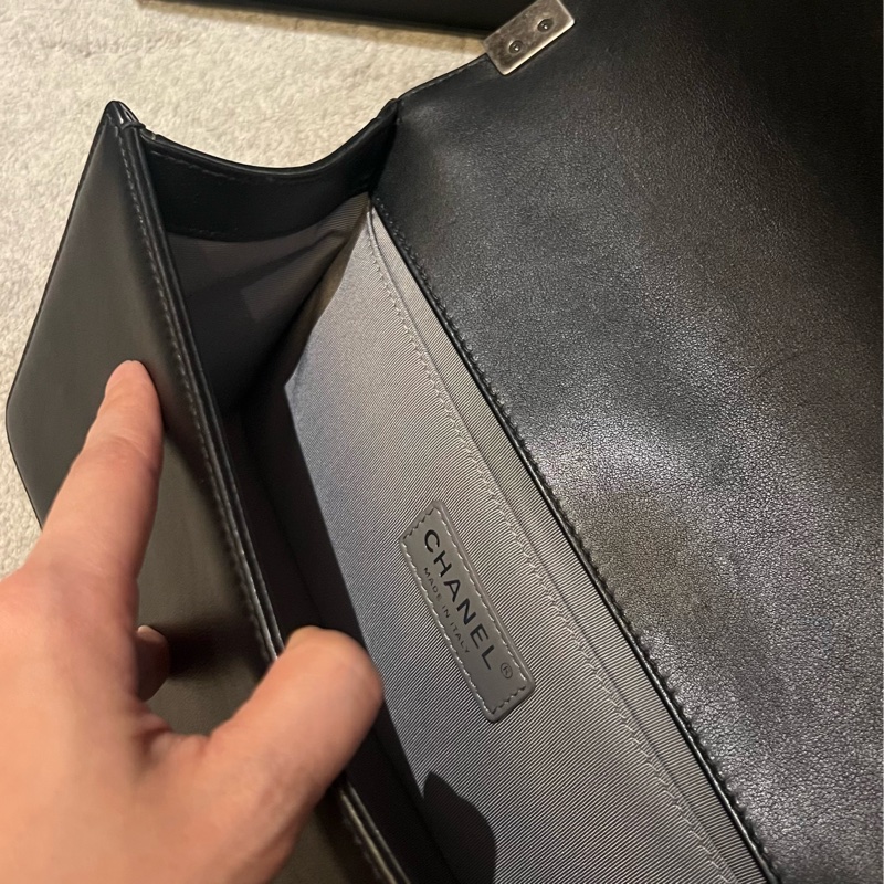 CHANEL LEBOY 山型紋 牛皮25cm 復古銀扣 肩背 斜背 手提-14