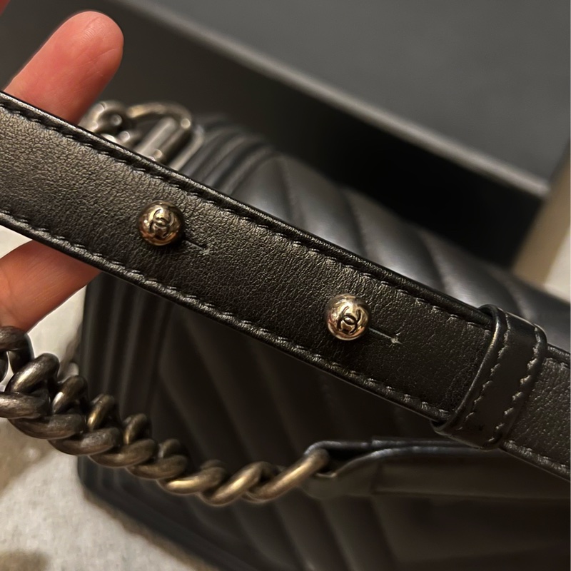 CHANEL LEBOY 山型紋 牛皮25cm 復古銀扣 肩背 斜背 手提-20