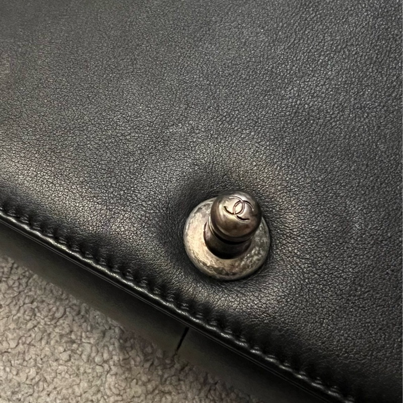 CHANEL LEBOY 山型紋 牛皮25cm 復古銀扣 肩背 斜背 手提-24