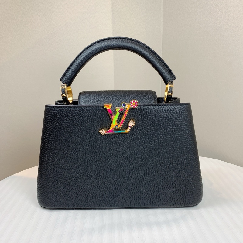 99新 路易威登/Louis Vuitton Capucines BB 黑色金扣 村上隆聯名收藏款 配件:盒子,塵袋,長肩帶,掛飾27x9x18cm-1