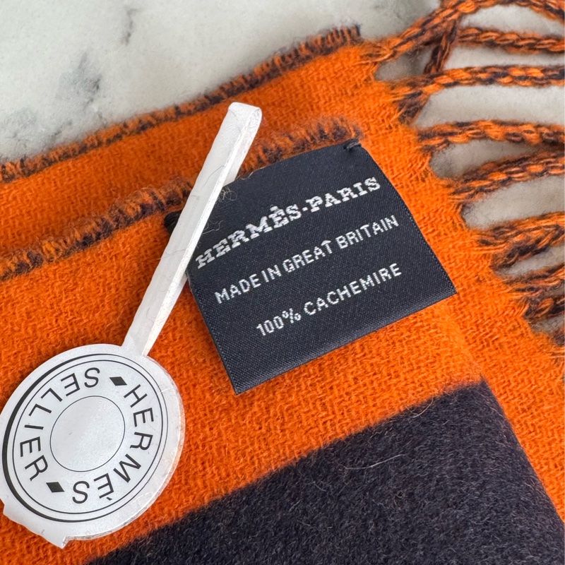 Hermes橘/黑馬頭克什米爾圍巾🧣-10