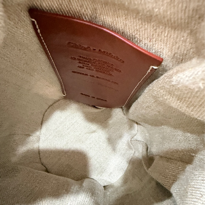 Chloe 黑白牛皮竹編包 竹簍包 草編包 斜背側背手提-12