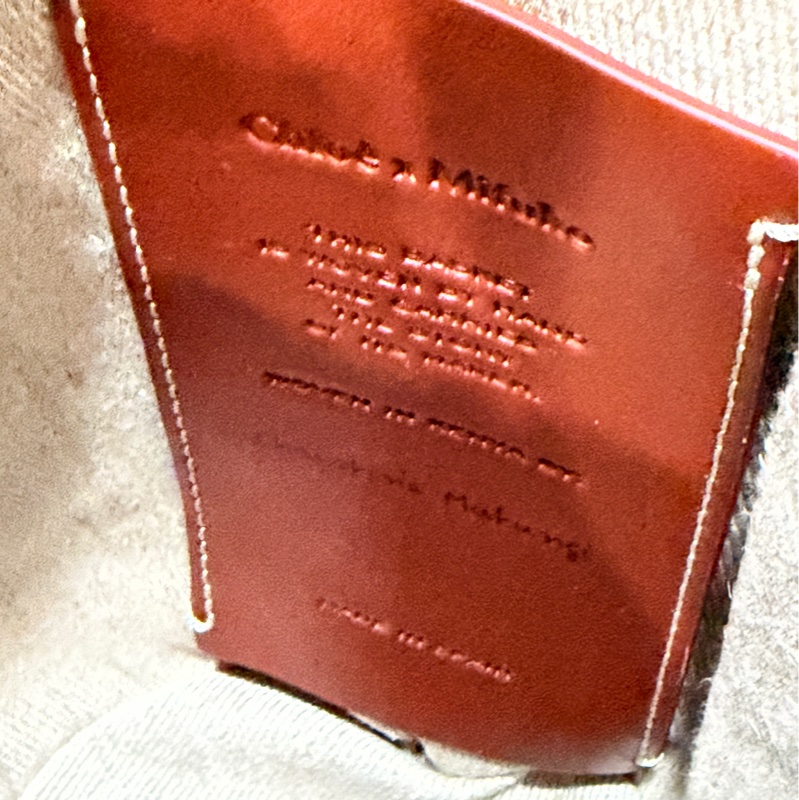 Chloe 黑白牛皮竹編包 竹簍包 草編包 斜背側背手提-13