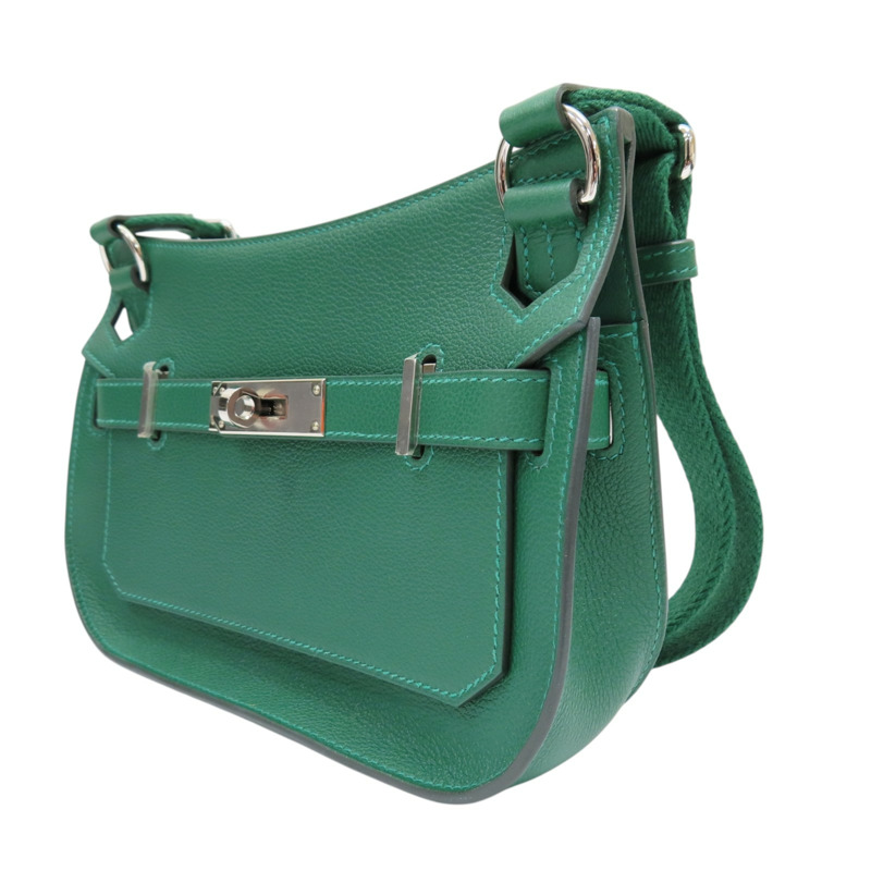 絲絨綠 evercolor牛皮 MiNi Jypsiere W刻 銀釦【HERMES 愛馬仕】 H084047CK-2