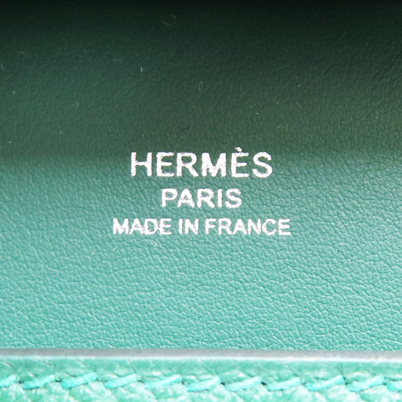 絲絨綠 evercolor牛皮 MiNi Jypsiere W刻 銀釦【HERMES 愛馬仕】 H084047CK-5