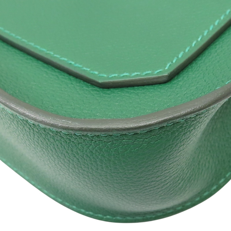 絲絨綠 evercolor牛皮 MiNi Jypsiere W刻 銀釦【HERMES 愛馬仕】 H084047CK-9