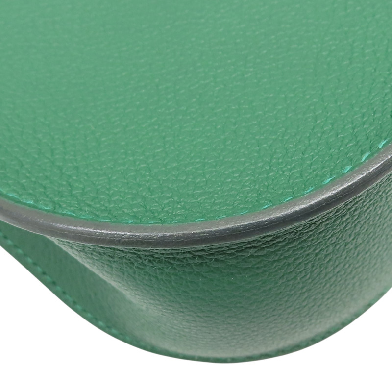 絲絨綠 evercolor牛皮 MiNi Jypsiere W刻 銀釦【HERMES 愛馬仕】 H084047CK-10