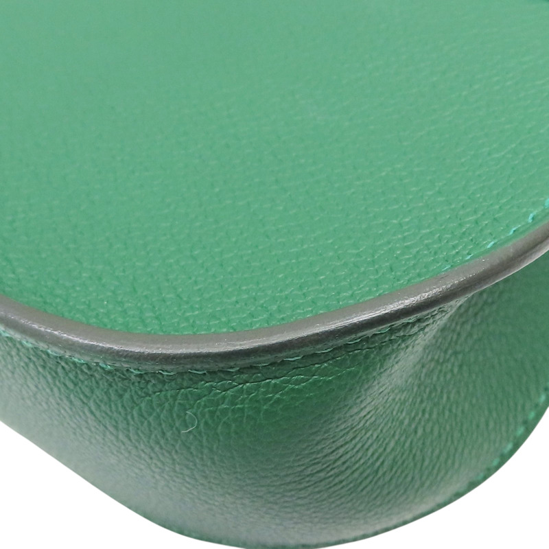 絲絨綠 evercolor牛皮 MiNi Jypsiere W刻 銀釦【HERMES 愛馬仕】 H084047CK-11