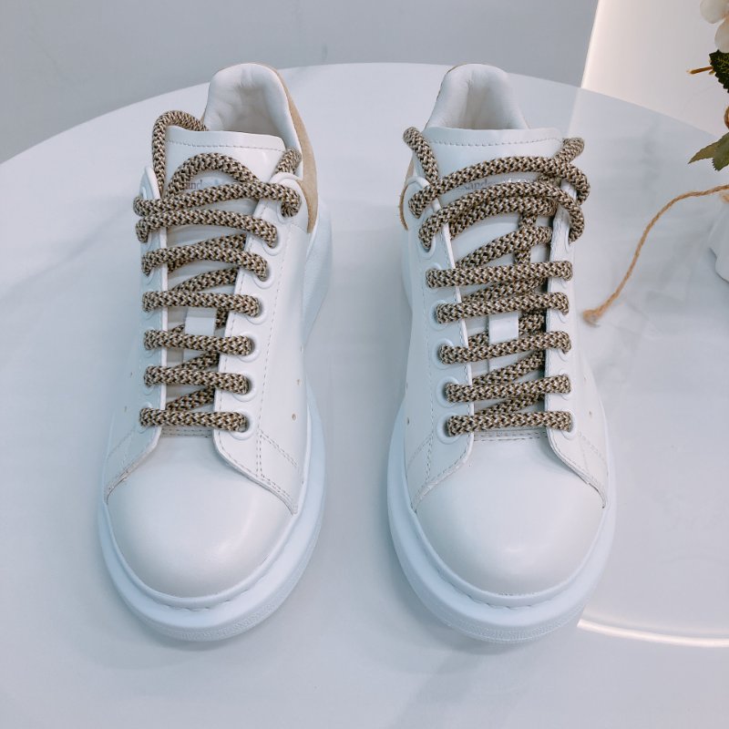 MS0672 Alexander Mcqueen 亞歷山大 麥昆 厚底休閒鞋 牛皮 白色 焦糖色 Oversized Sneakers Size 34.5 Calfskin White X Camel-2