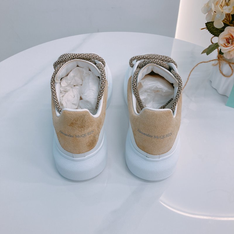 MS0672 Alexander Mcqueen 亞歷山大 麥昆 厚底休閒鞋 牛皮 白色 焦糖色 Oversized Sneakers Size 34.5 Calfskin White X Camel-3