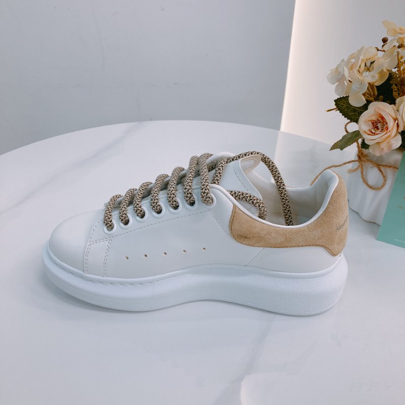 MS0672 Alexander Mcqueen 亞歷山大 麥昆 厚底休閒鞋 牛皮 白色 焦糖色 Oversized Sneakers Size 34.5 Calfskin White X Camel-4
