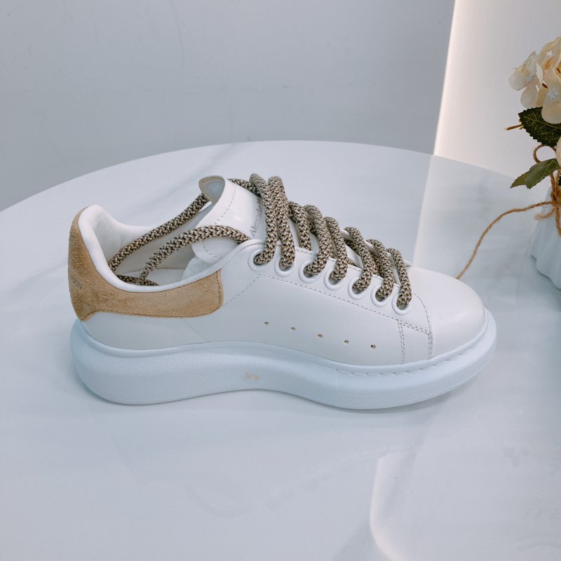 MS0672 Alexander Mcqueen 亞歷山大 麥昆 厚底休閒鞋 牛皮 白色 焦糖色 Oversized Sneakers Size 34.5 Calfskin White X Camel-5