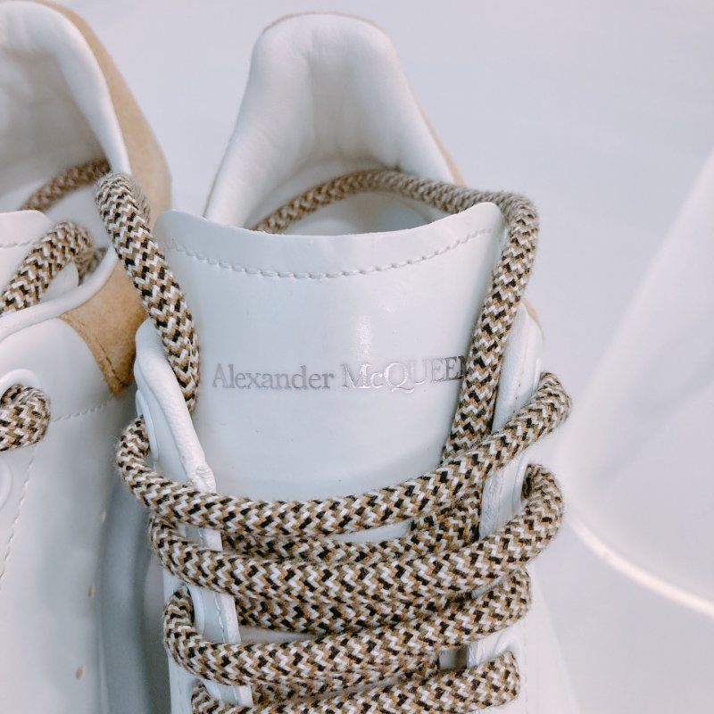 MS0672 Alexander Mcqueen 亞歷山大 麥昆 厚底休閒鞋 牛皮 白色 焦糖色 Oversized Sneakers Size 34.5 Calfskin White X Camel-10