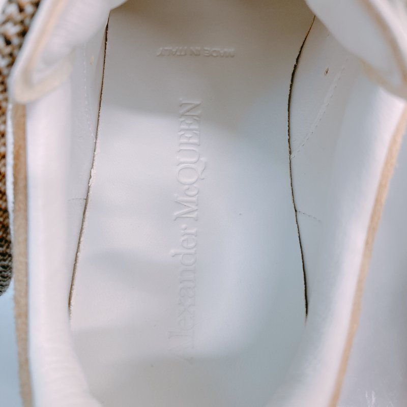 MS0672 Alexander Mcqueen 亞歷山大 麥昆 厚底休閒鞋 牛皮 白色 焦糖色 Oversized Sneakers Size 34.5 Calfskin White X Camel-15