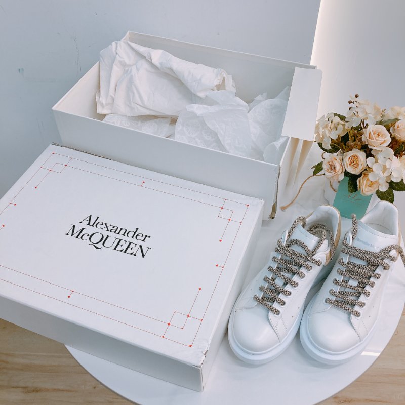 MS0672 Alexander Mcqueen 亞歷山大 麥昆 厚底休閒鞋 牛皮 白色 焦糖色 Oversized Sneakers Size 34.5 Calfskin White X Camel-18