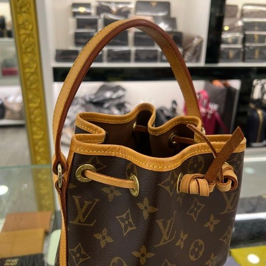 東區正精品㊣LV NOE MINI M42227 原花抽繩束口金釦手提水桶包迷你款 RZ6380-2