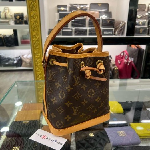 東區正精品㊣LV NOE MINI M42227 原花抽繩束口金釦手提水桶包迷你款 RZ6380-9