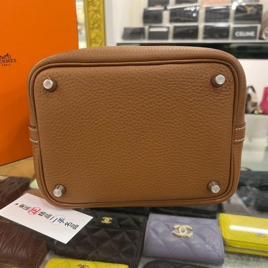 東區正精品㊣HERMES PICOTIN 18 愛馬仕金棕色銀釦菜籃水桶袋包鎖頭包手提包 Z刻 RZ6382-8