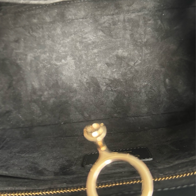 Dior黑色藤格紋淡金手提兩用包-27