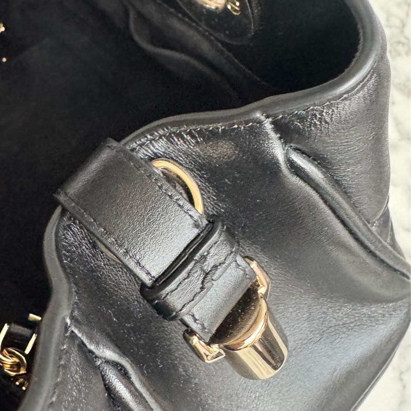 Dior黑色藤格紋淡金手提兩用包-36