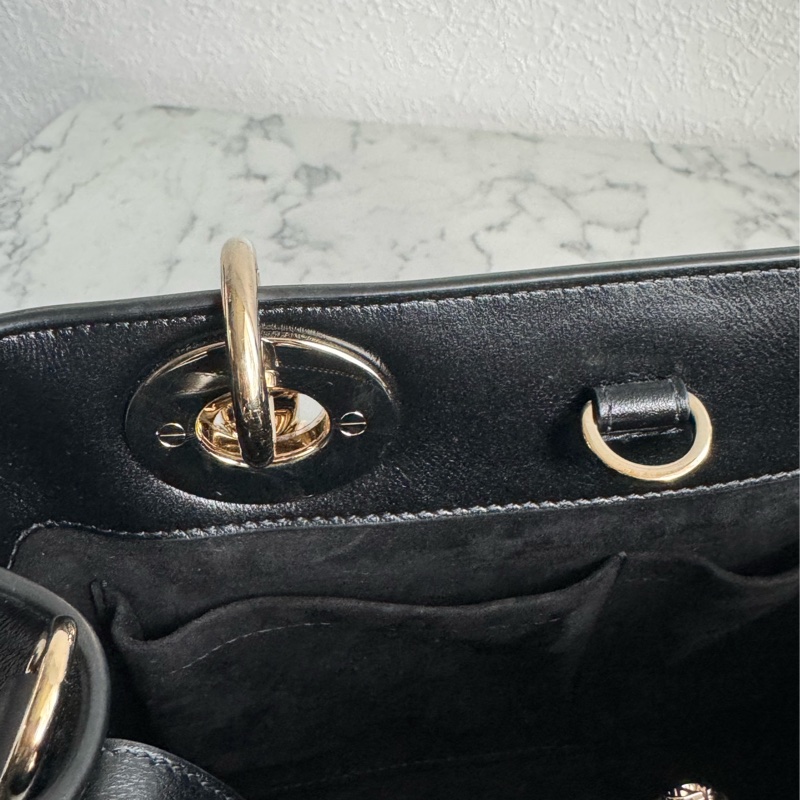 Dior黑色藤格紋淡金手提兩用包-37