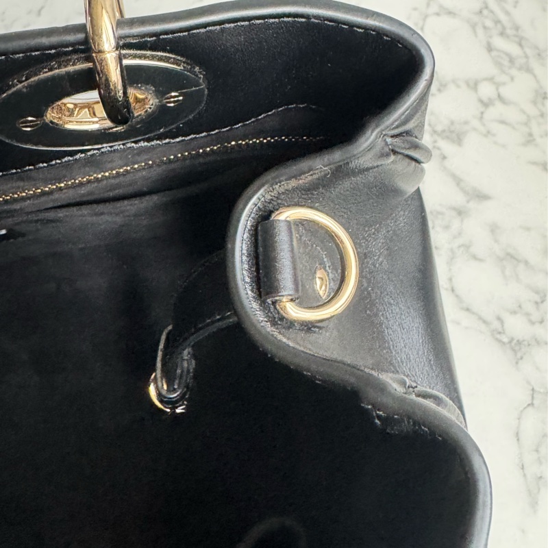 Dior黑色藤格紋淡金手提兩用包-41