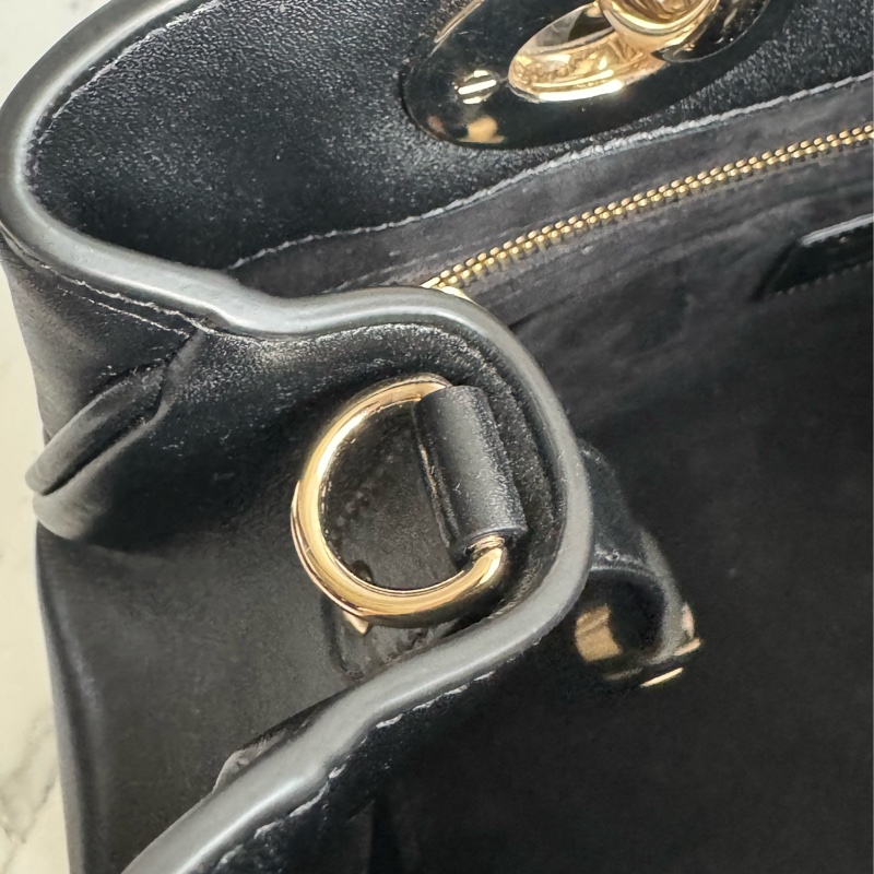 Dior黑色藤格紋淡金手提兩用包-42