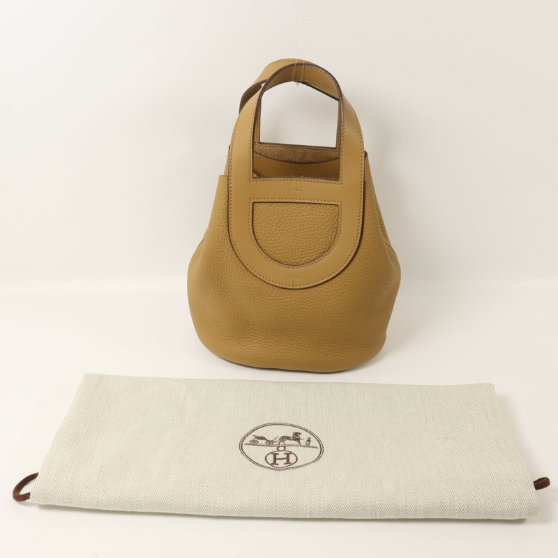 HERMES Clemence皮革In The Loop 18手挽袋Biscuit-8