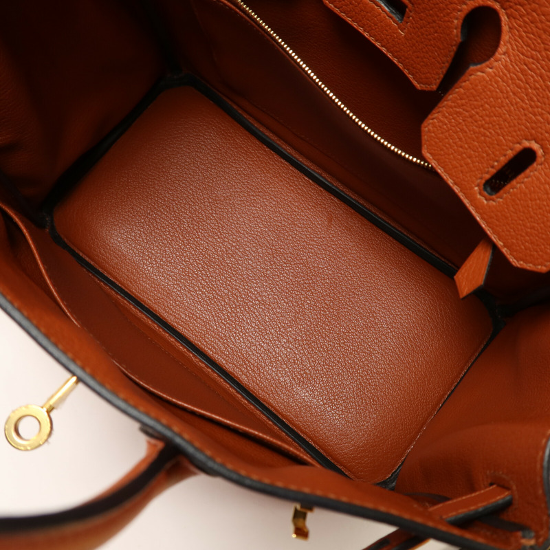 HERMES Clemence皮革Birkin 25手挽袋Cuivre-4