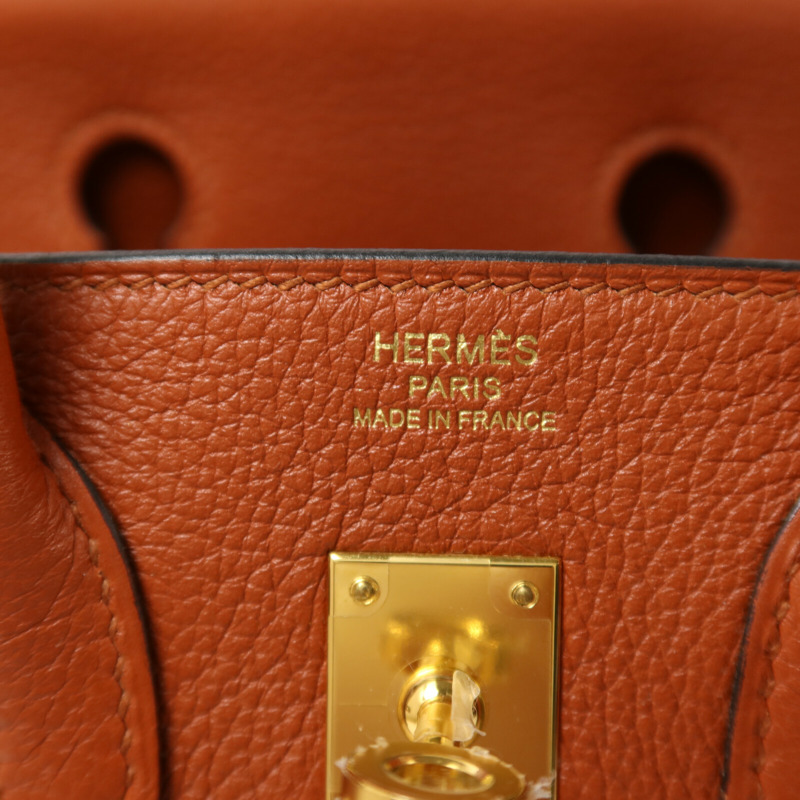 HERMES Clemence皮革Birkin 25手挽袋Cuivre-5