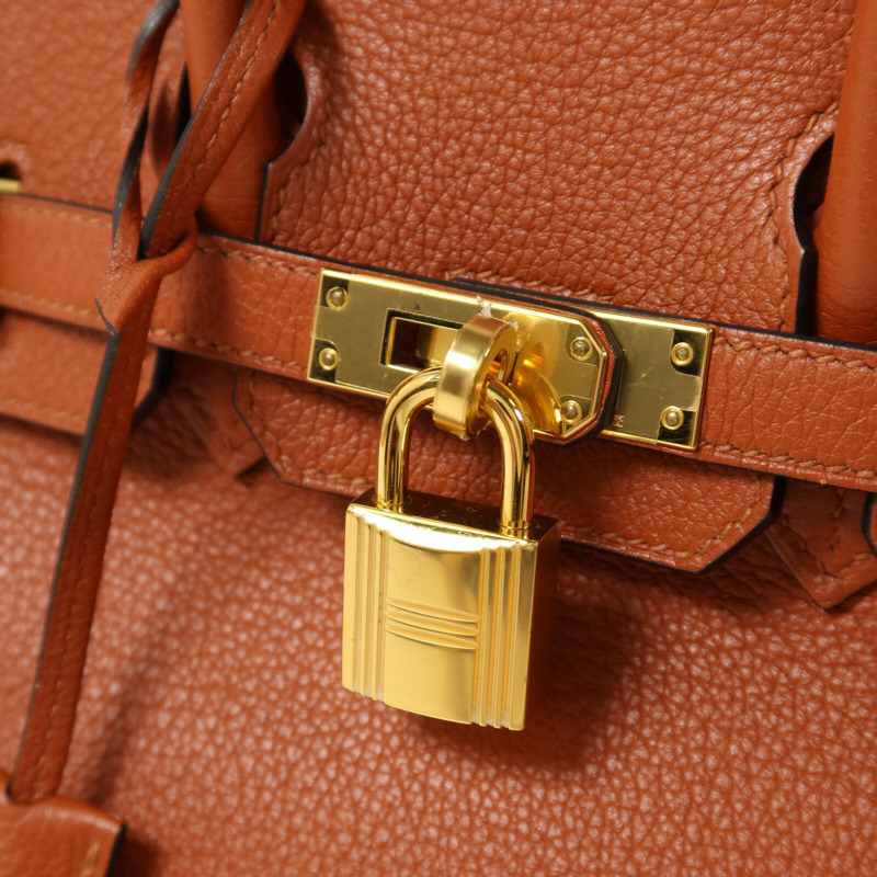 HERMES Clemence皮革Birkin 25手挽袋Cuivre-9