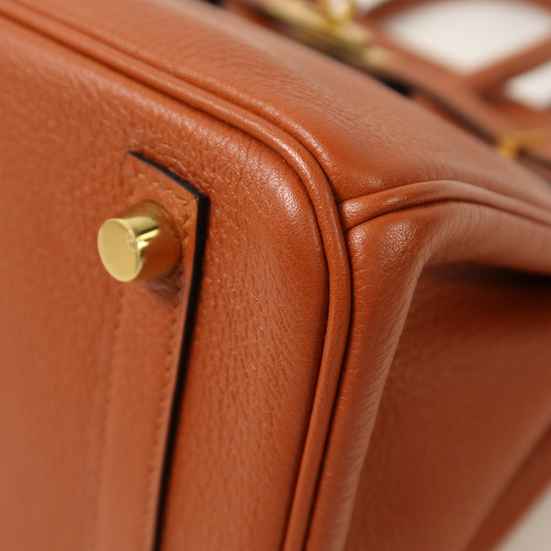 HERMES Clemence皮革Birkin 25手挽袋Cuivre-13