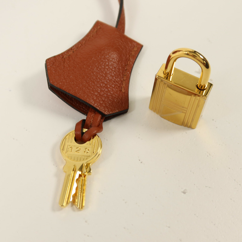 HERMES Clemence皮革Birkin 25手挽袋Cuivre-14