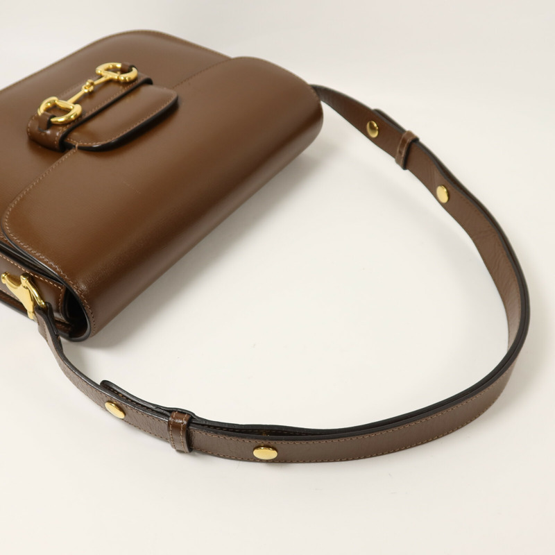 GUCCI 牛皮皮革Horsebit 1955肩背袋-8