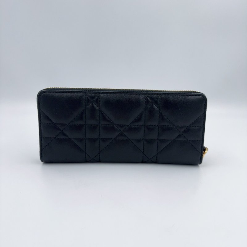 DIOR黑色羊皮MCaro薄款拉鍊的長夾(膠膜還在)-2