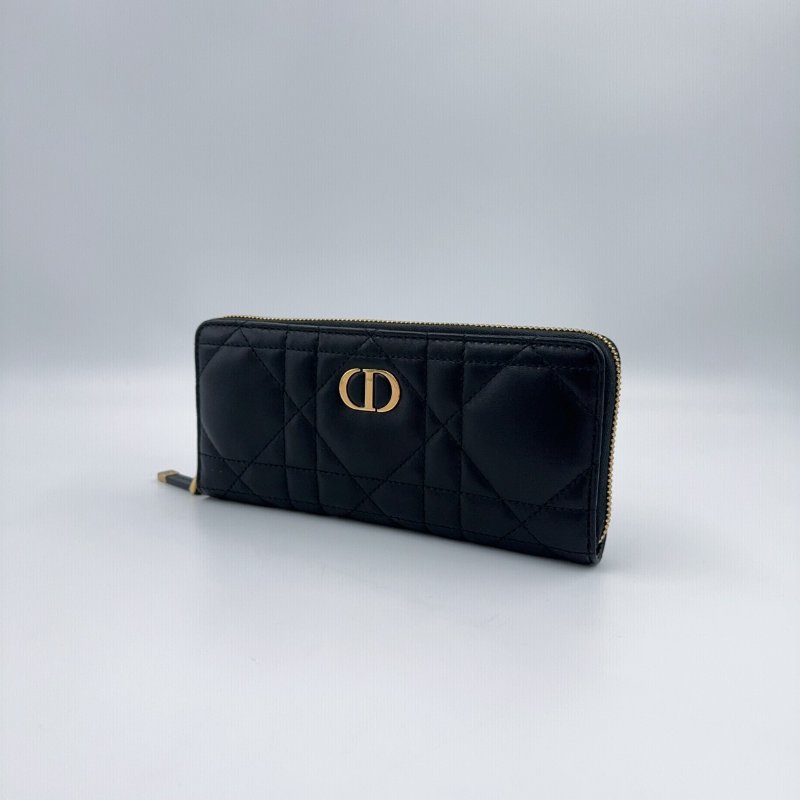 DIOR黑色羊皮MCaro薄款拉鍊的長夾(膠膜還在)-3